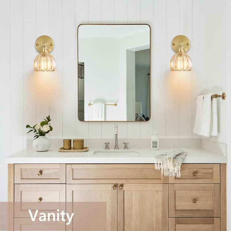 Vintage Brass and Glass Wall Light