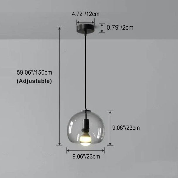 Modern Smoked Glass Globe Pendant Light