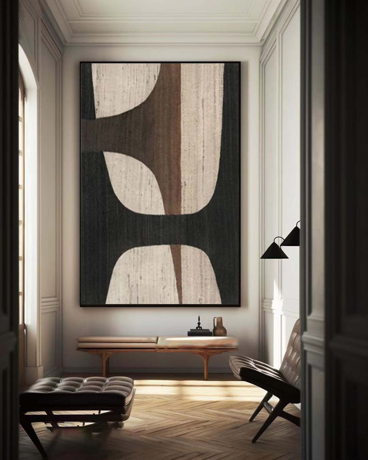 Textured Geometric Canvas Painting