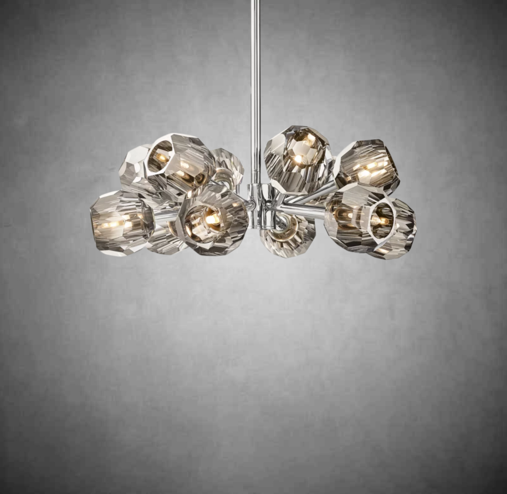 Crystal Orb Brass Chandelier