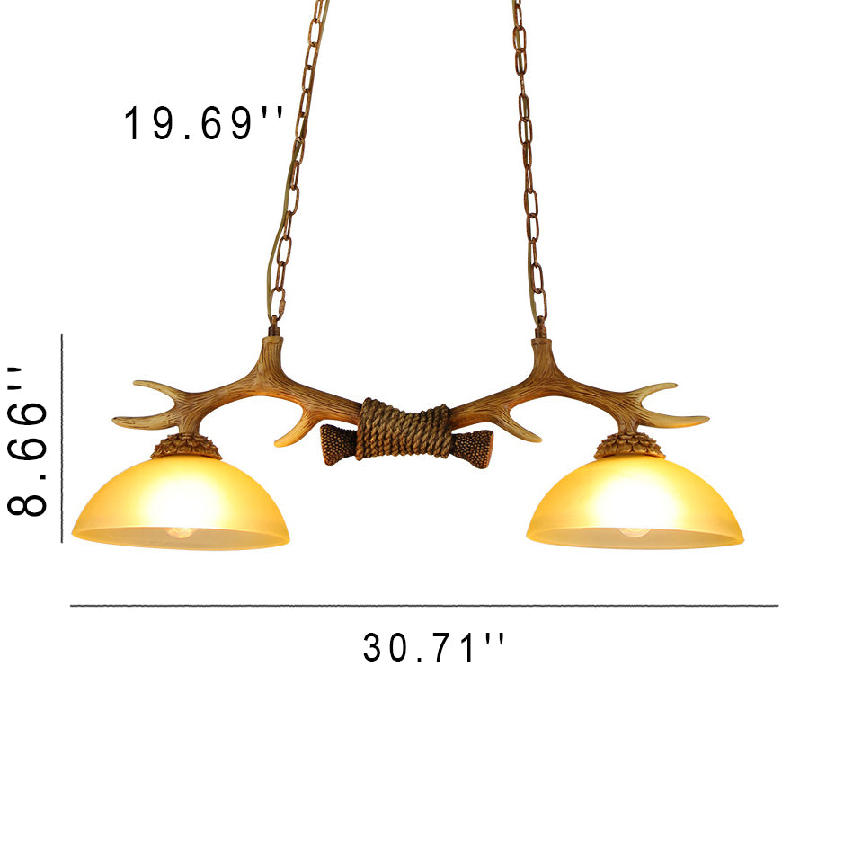 Rustic Antler Double Pendant Ceiling Light