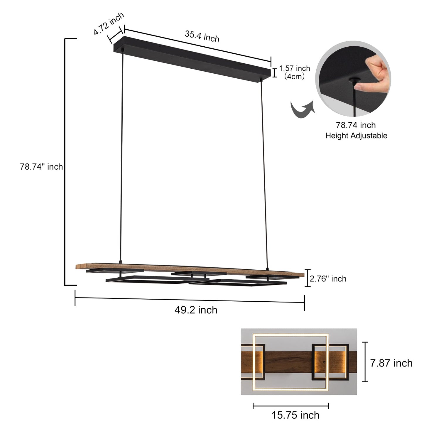 Arlo 2-Tier Linear Wood LED Pendant Light
