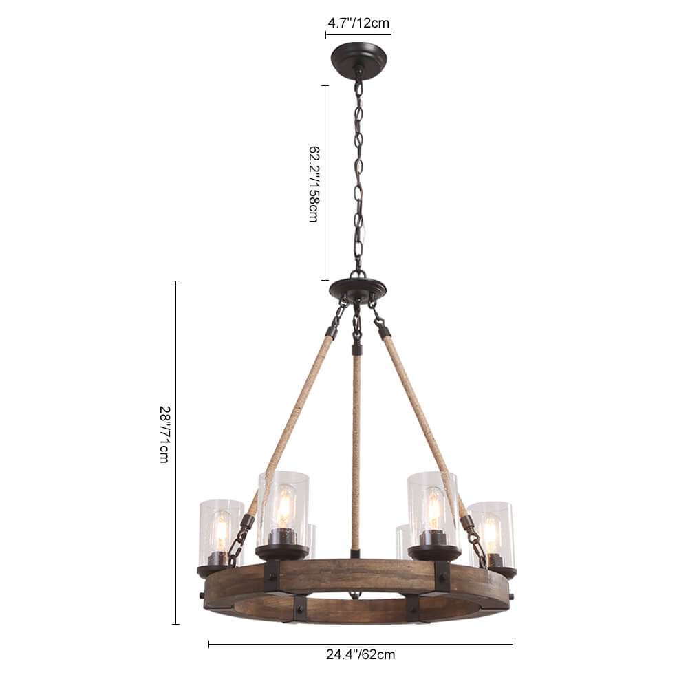 Wood Wagon Wheel Chandelier