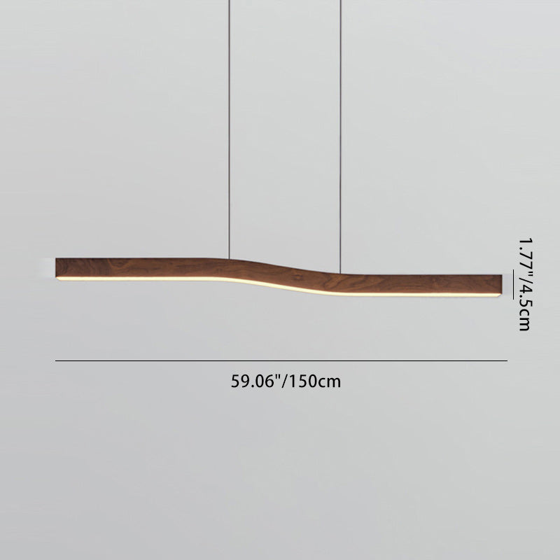 Modern Wooden Wave Linear Pendant Light