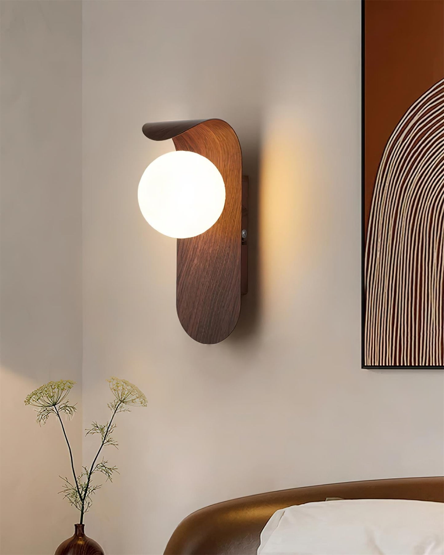 Curved Wood Globe Wall Sconce