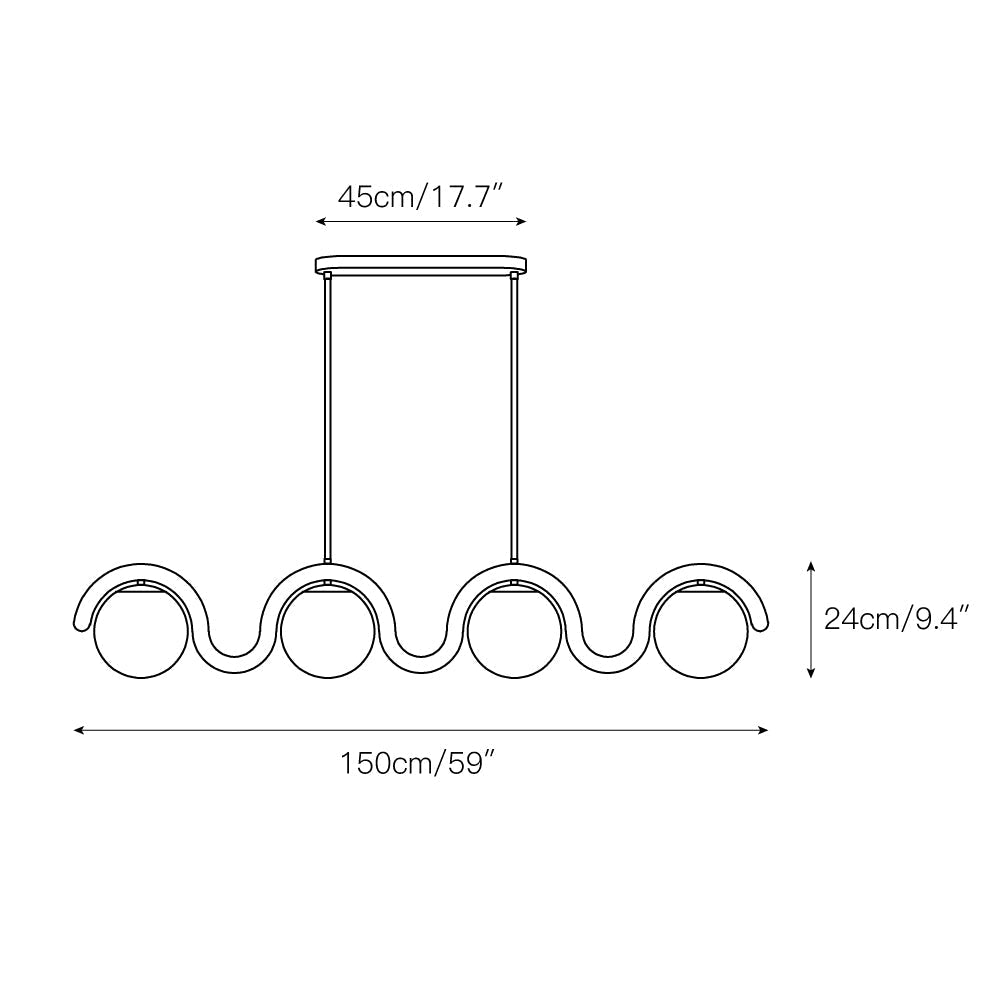 Wavy Linear Glass Chandelier