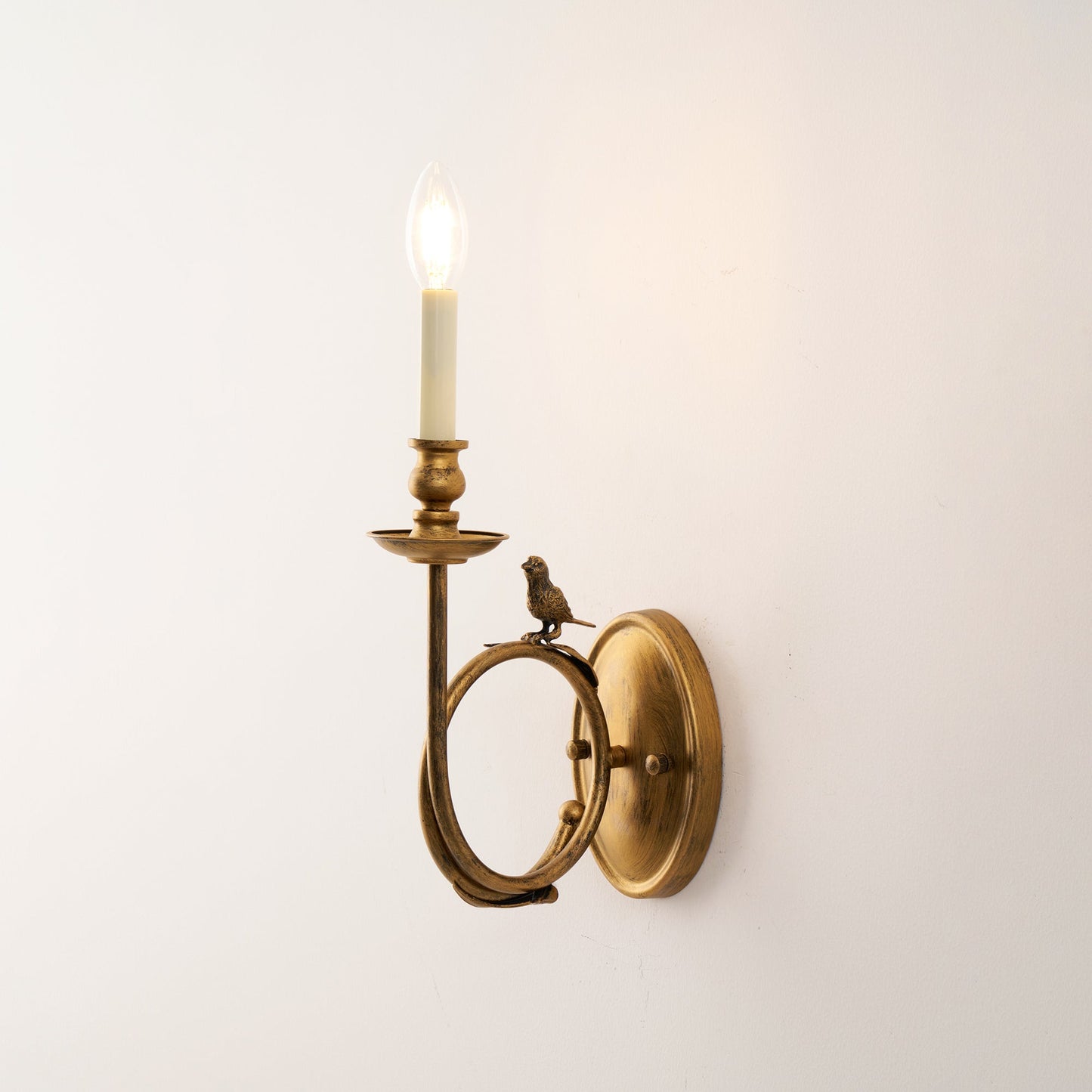 Ornate Brass Candle Wall Sconce
