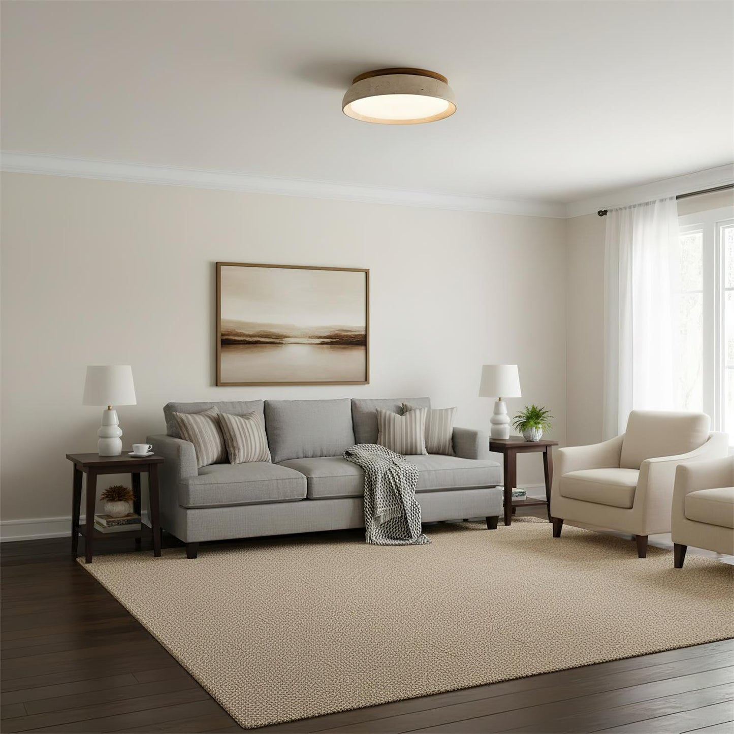 Travertine Stone Flush Ceiling Light