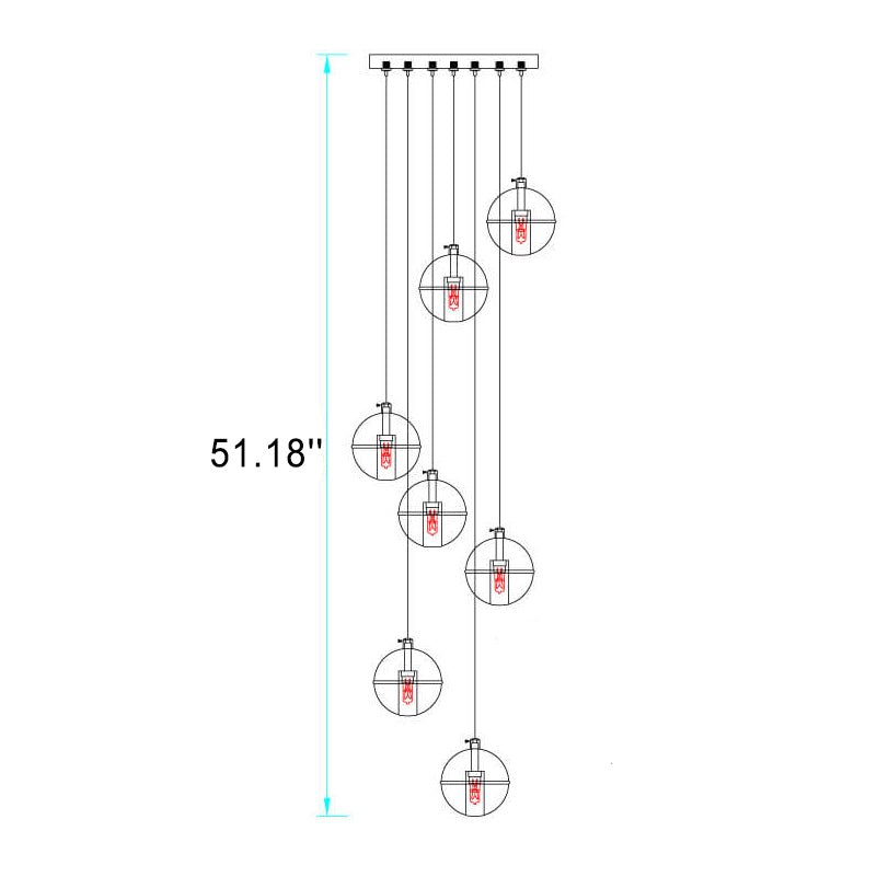 Luxury Multi-Drop Crystal Globe Staircase Chandelier