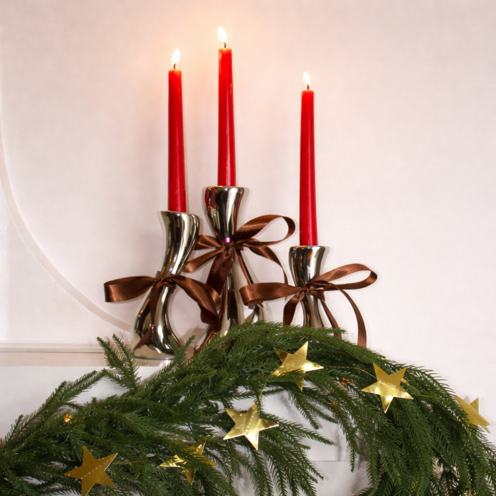 Sculpted Chrome Candleholder Trio