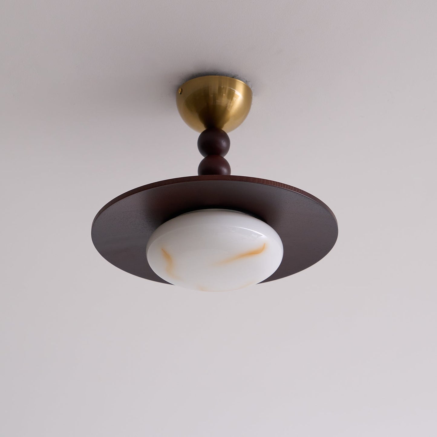 Wood and Stone Ceiling Light