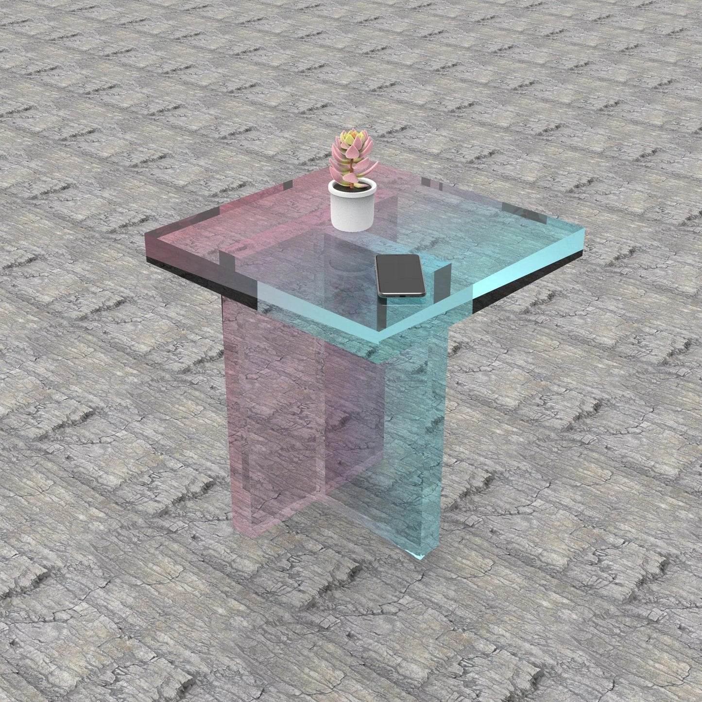 Iridescent Acrylic End Table