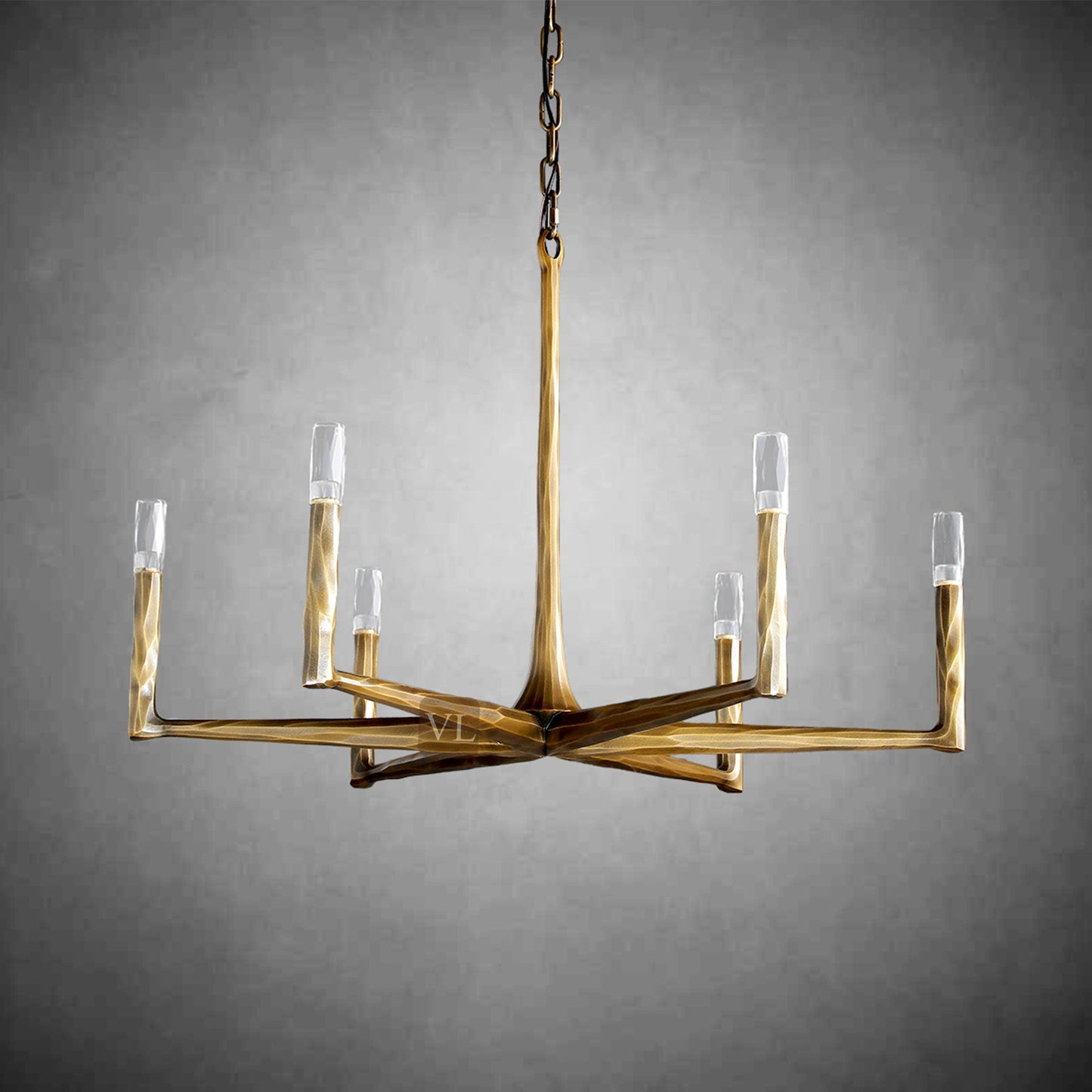 Sculpted Brass Linear Chandelier