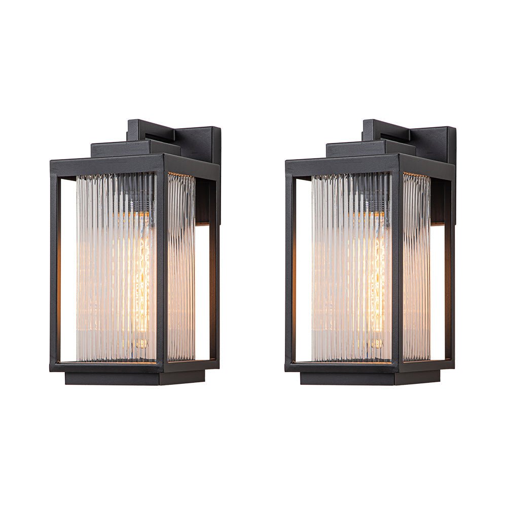 Ribbed Glass Outdoor Wall Lantern