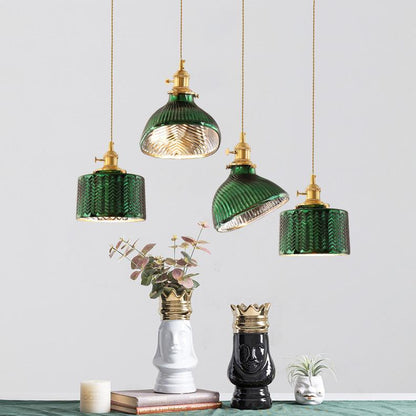 Modern Green Glass Double Pendant Ceiling Light
