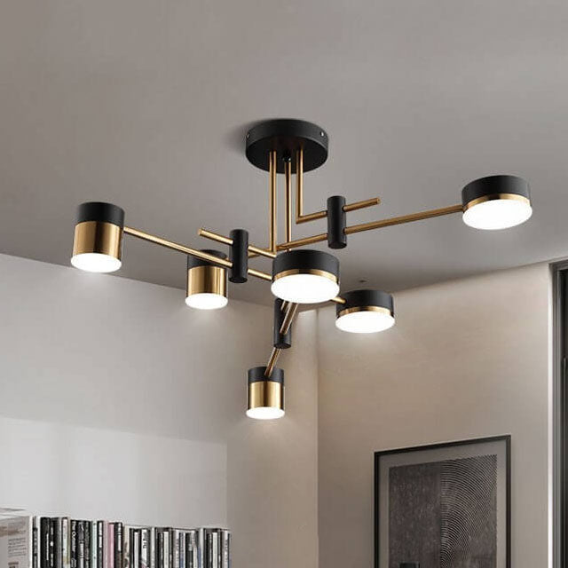 Modern Black Gold Multi-Light Ceiling Fixture