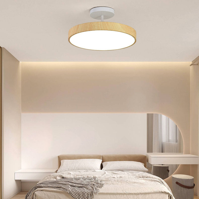 Modern Wood Grain Round LED Ceiling Light