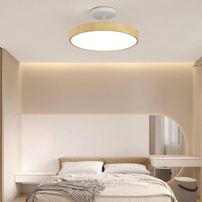 Modern Wood Grain Round LED Ceiling Light