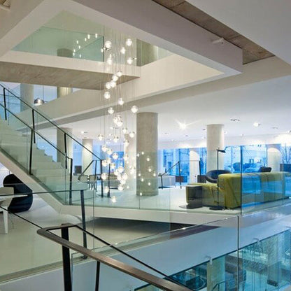 Luxury Multi-Drop Crystal Globe Staircase Chandelier