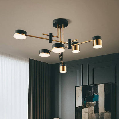 Modern Black Gold Multi-Light Ceiling Fixture