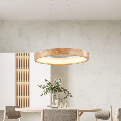 Minimalist Wooden Ring LED Pendant Light