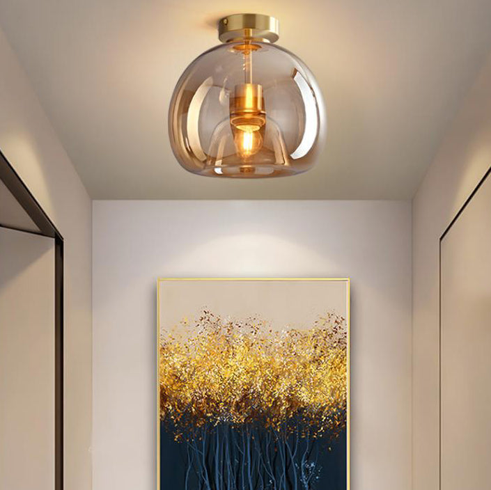 Modern Smoked Glass Globe Ceiling Light