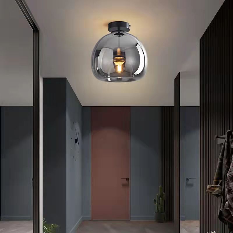 Modern Smoked Glass Globe Ceiling Light