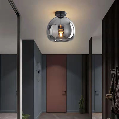 Modern Smoked Glass Globe Ceiling Light