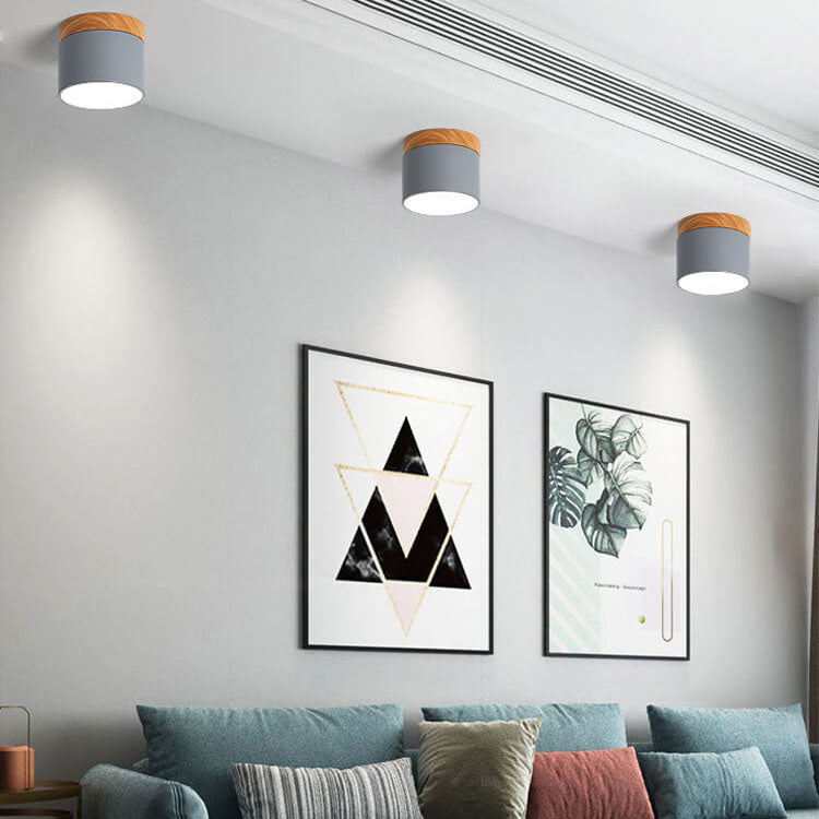 Modern Nordic Wood Accent LED Ceiling Light