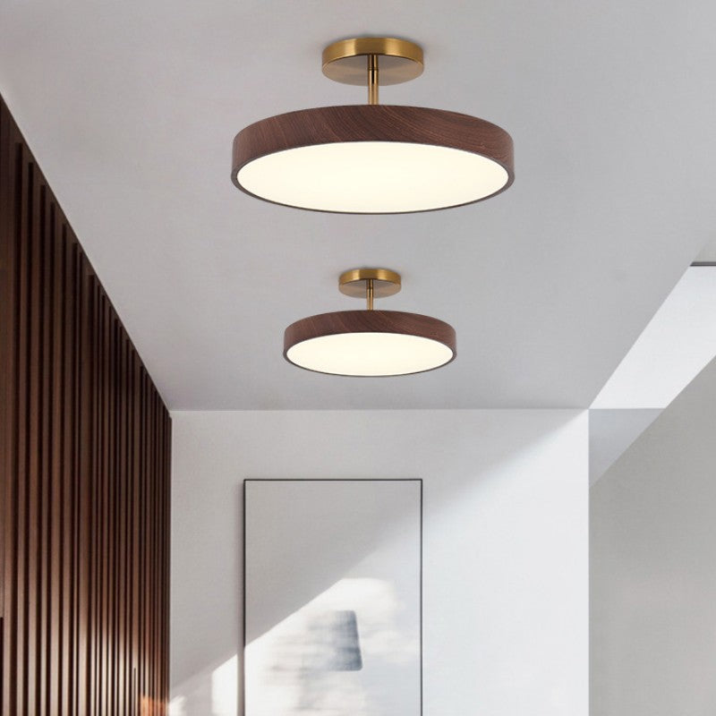 Modern Wood Grain Round LED Ceiling Light