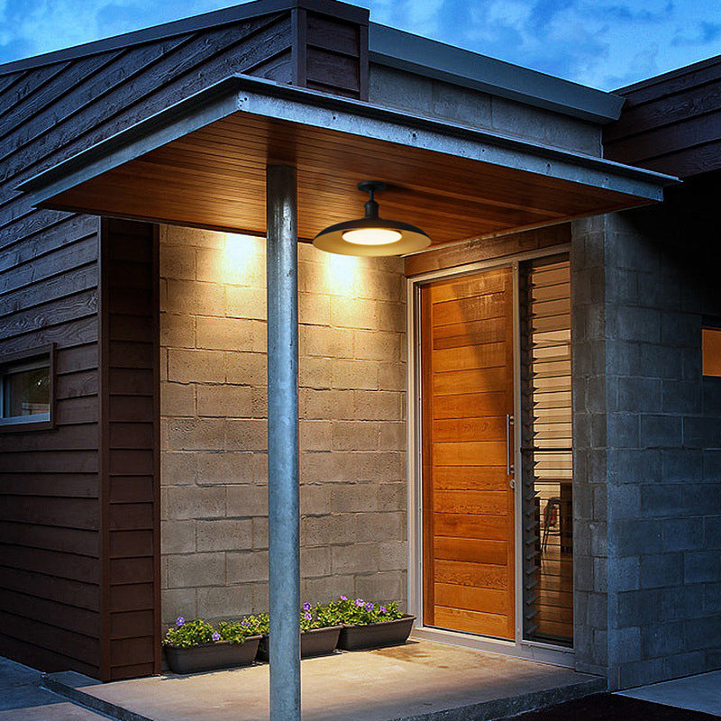 Outdoor Modern Black Metal Flush Mount Ceiling Light