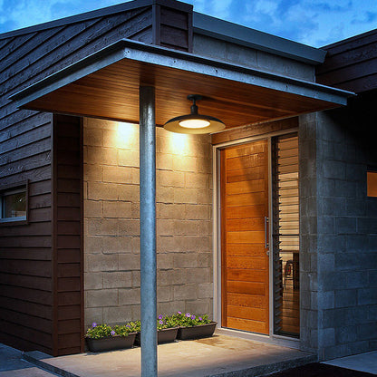 Outdoor Modern Black Metal Flush Mount Ceiling Light