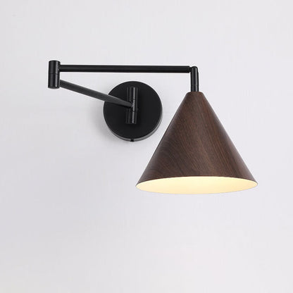 Wood Cone Swing Arm Wall Light
