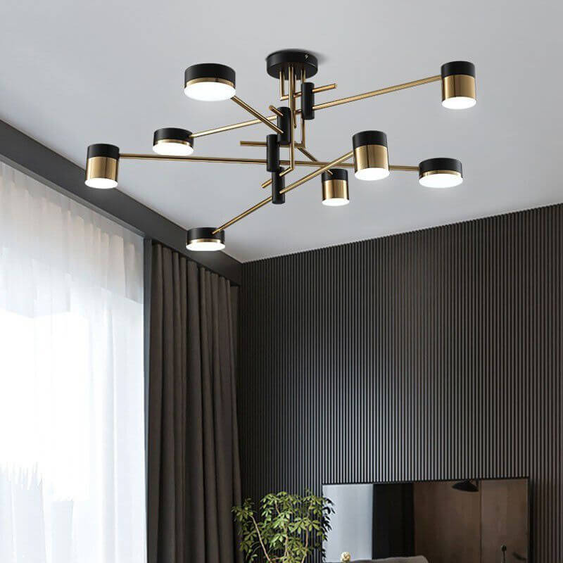 Modern Black Gold Multi-Light Ceiling Fixture