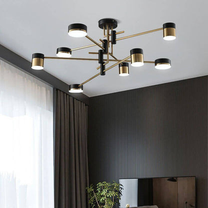 Modern Black Gold Multi-Light Ceiling Fixture