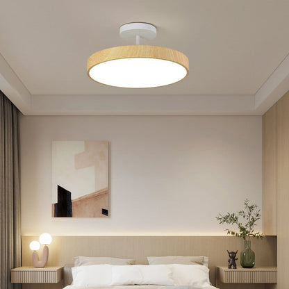Modern Wood Grain Round LED Ceiling Light