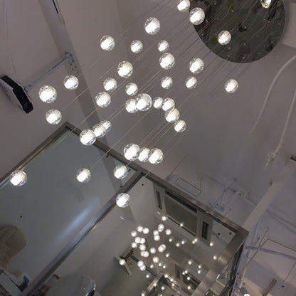 Luxury Multi-Drop Crystal Globe Staircase Chandelier