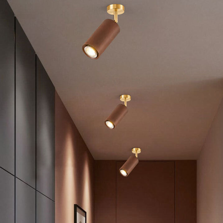 Modern Wood Cylinder Spotlight Ceiling Light