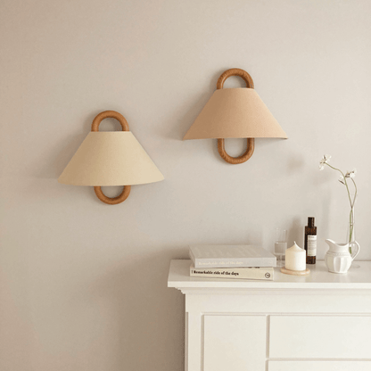 Wood Frame Fabric Shade Wall Lamp