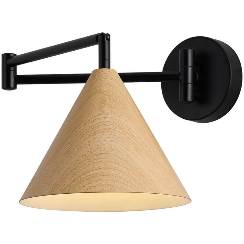 Wood Cone Swing Arm Wall Light