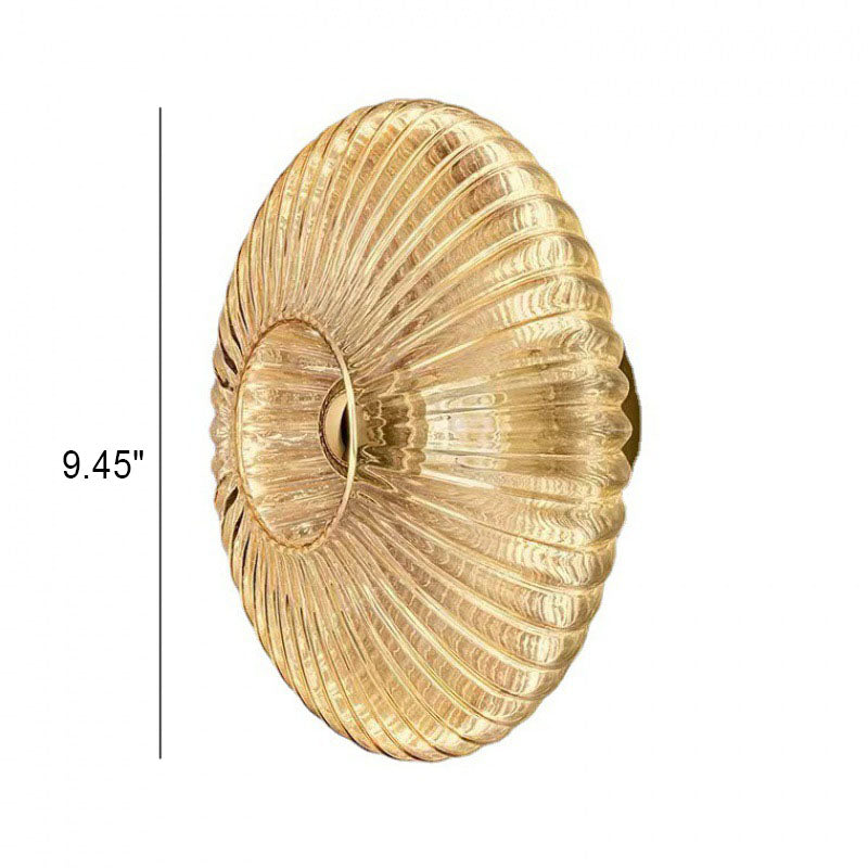 Vintage Ribbed Glass Disc Wall Light