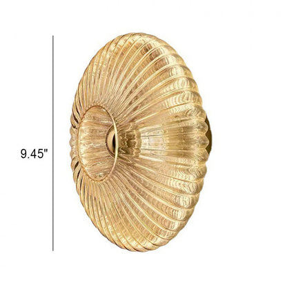 Vintage Ribbed Glass Disc Wall Light