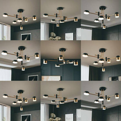 Modern Black Gold Multi-Light Ceiling Fixture