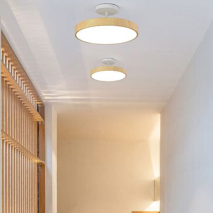 Modern Wood Grain Round LED Ceiling Light