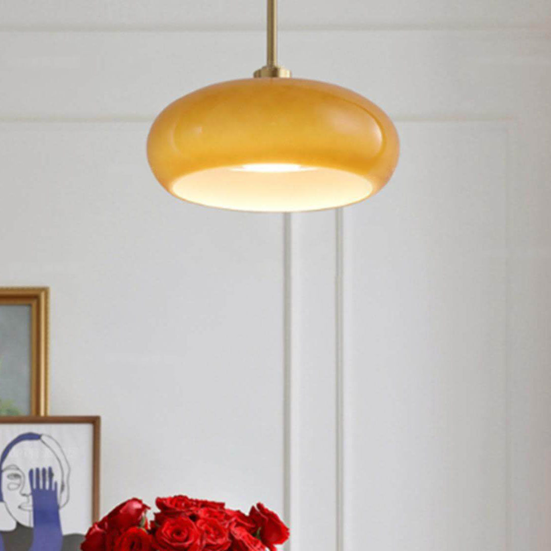 Modern Retro Amber Glass Ceiling Light