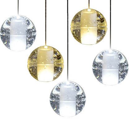 Luxury Multi-Drop Crystal Globe Staircase Chandelier