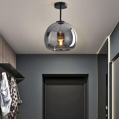 Modern Smoked Glass Globe Ceiling Light