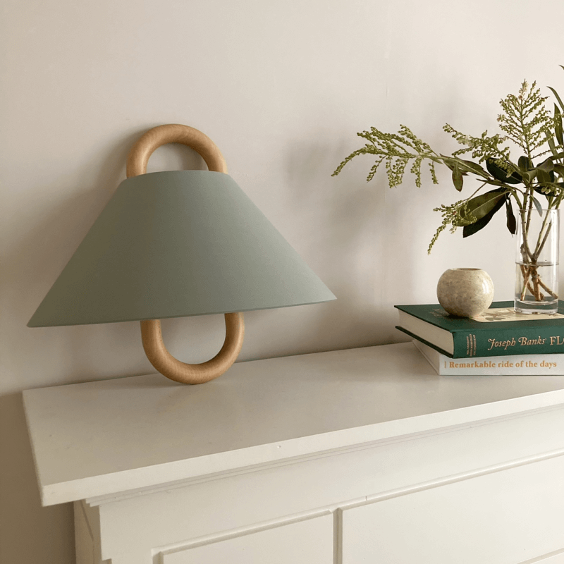 Modern Wooden Fabric Shade Wall Lamp with Plug-In Option