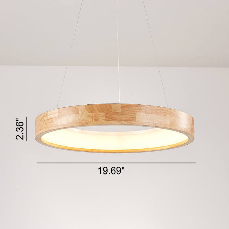 Minimalist Wooden Ring LED Pendant Light