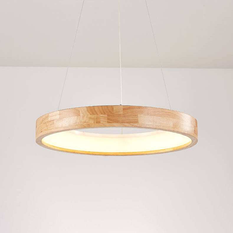 Minimalist Wooden Ring LED Pendant Light